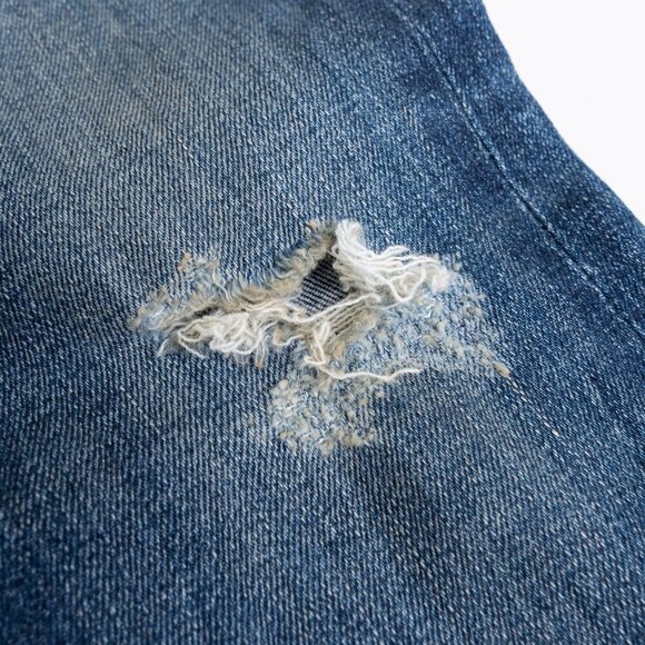 Citizens of Humanity Sasha Twist Low Slung Flared Jeans Blue Mid Wash Distressed - Picture 12 of 16